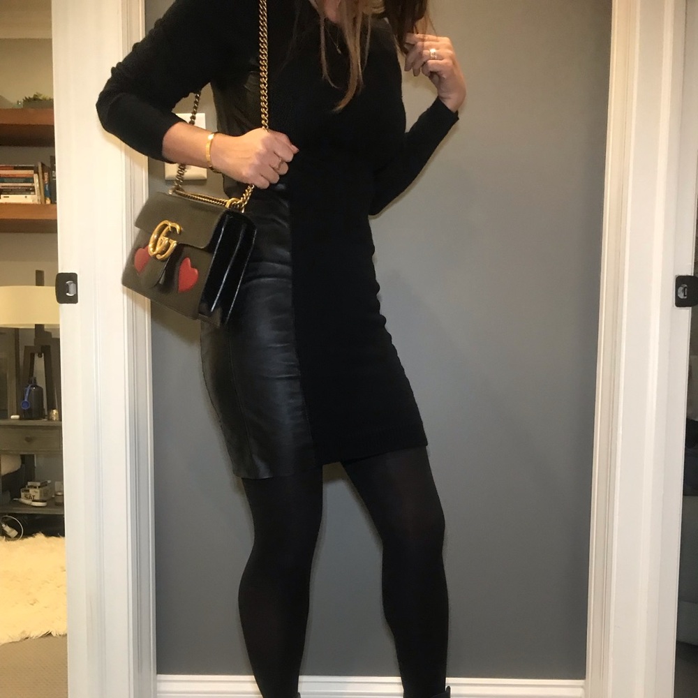 ♦️Black leather and Knit Susana Monaco dress